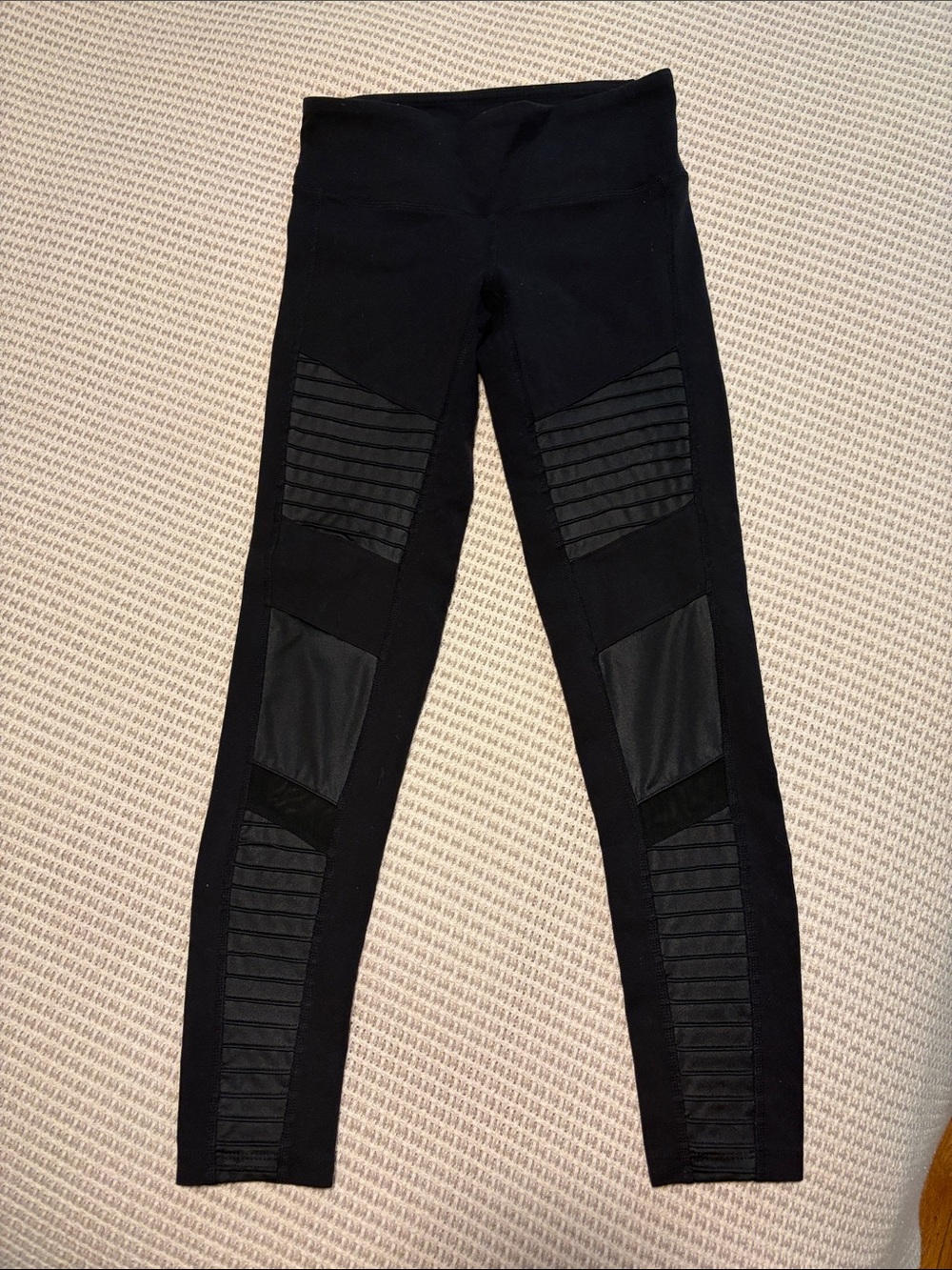 ALO Yoga Black Moto-Panel Leggings